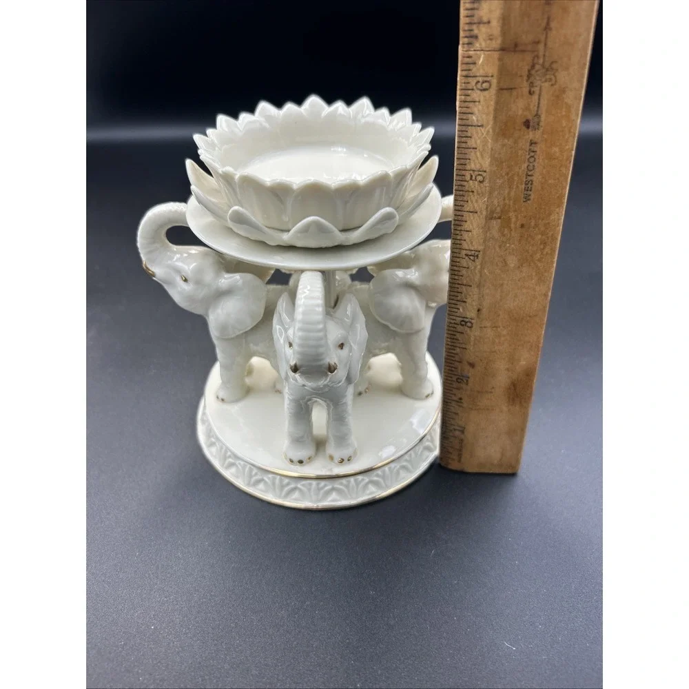 LENOX Elephant Promenade Votive Ivory Fine China Candle Holder 24K Gold Trim - Picture 7 of 7